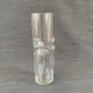 Vtg 70s LIBBEY La FEMME 3D Nude Ladies Glass Vase Tall Tumbler Highball Clear